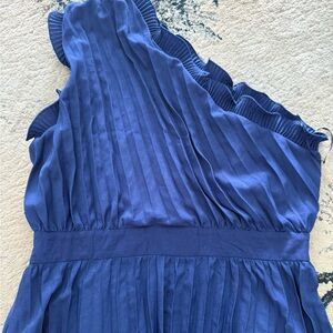 SHEIN Blue Pleated One-Shoulder Blouse